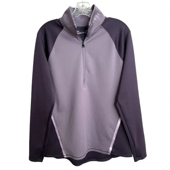 Under Armour Coldgear Quarter Zip Top Colorblock Lavender Plum Womens Size Large - Picture 4 of 15